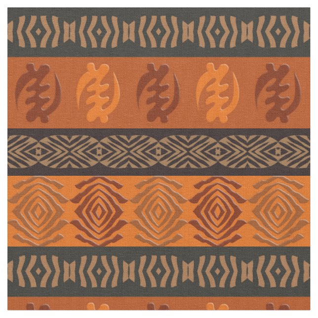Ethnic African pattern with Adinkra symbols Fabric (Close Up)