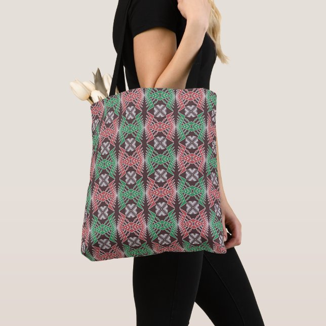 ethnic african striped geometric  pattern tote bag (Close Up)