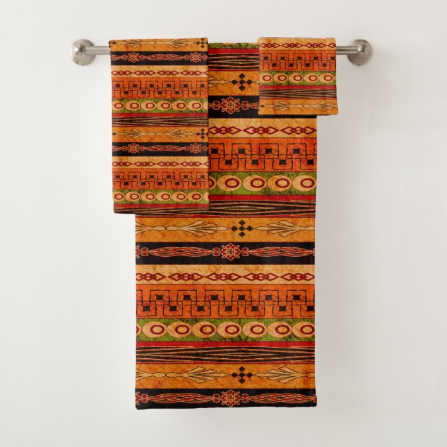 Ethnic African striped pattern. Bath Towel Set (Insitu)