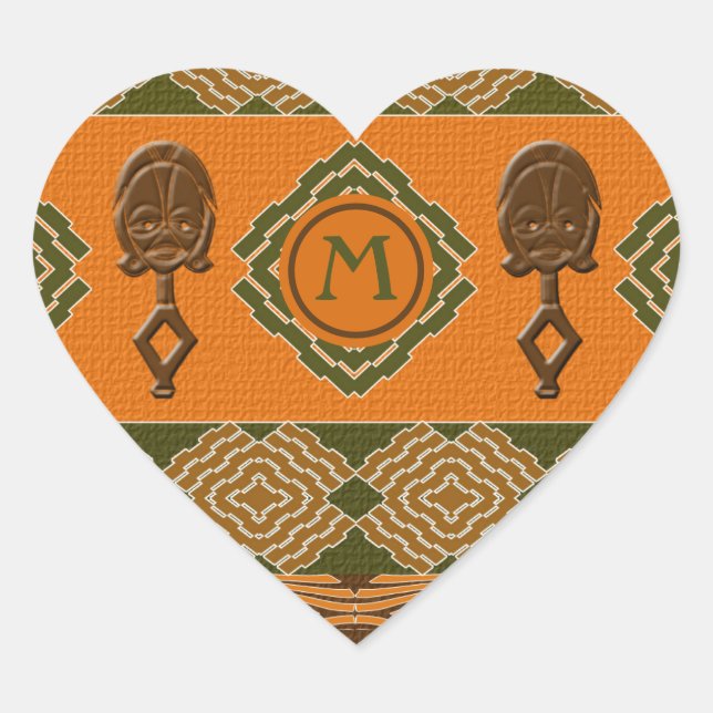 ethnic african striped tribal pattern. heart stick sticker (Front)