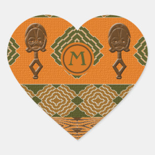 ethnic african striped tribal pattern. heart stick sticker