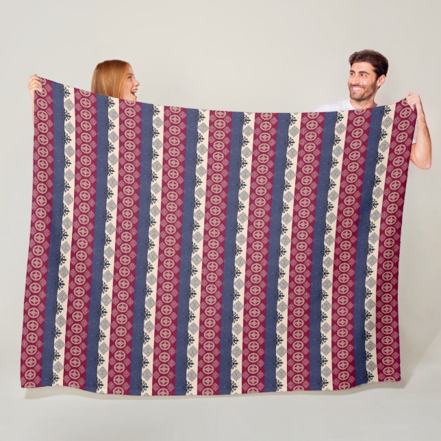 Ethnic African stripes pattern.Adinkra simbols Fleece Blanket (In Situ)