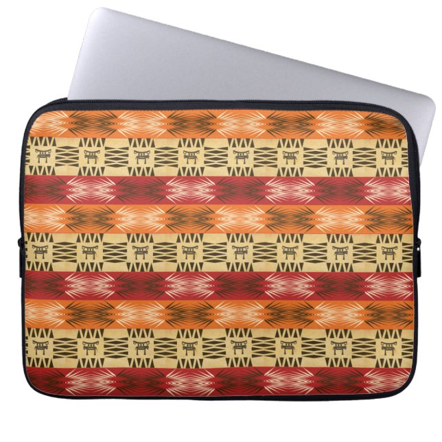 ethnic african stripes  pattern with simbols. laptop sleeve (Front)