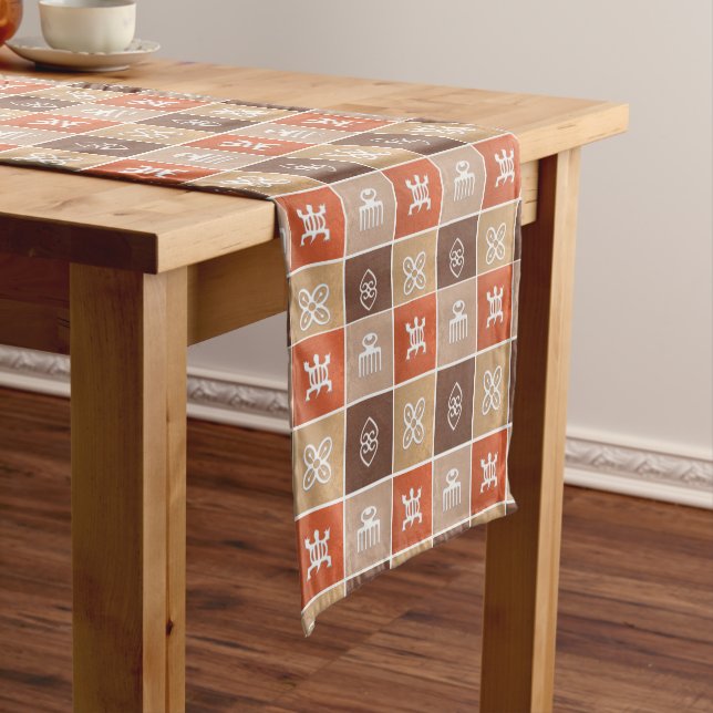 Ethnic african tribal geometric Adinkra symbols Short Table Runner (In Situ)