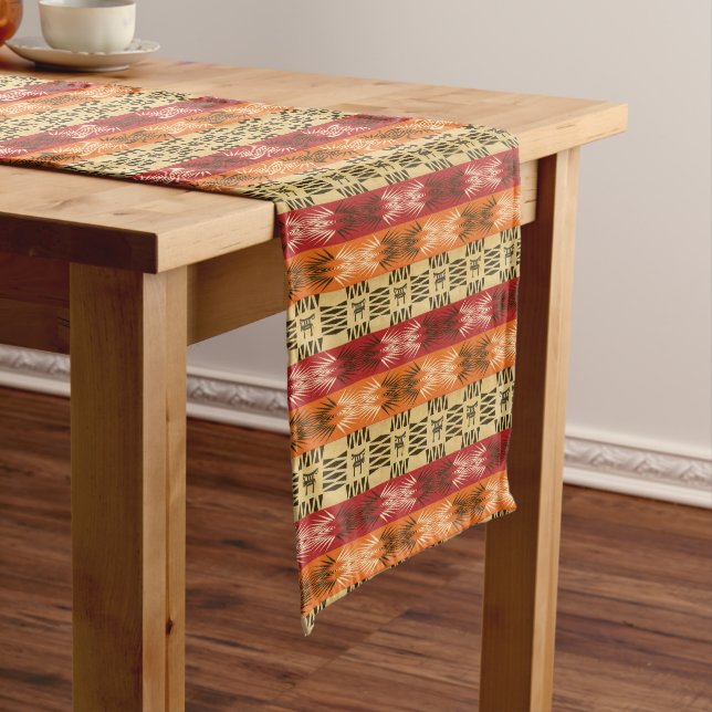 Ethnic african tribal geometric  pattern short table runner (In Situ)