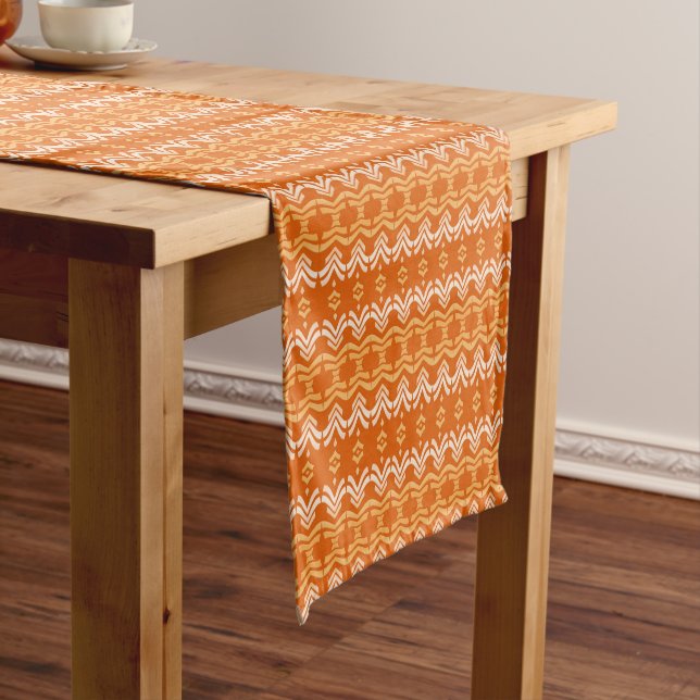 Ethnic african tribal geometric pattern short table runner (In Situ)