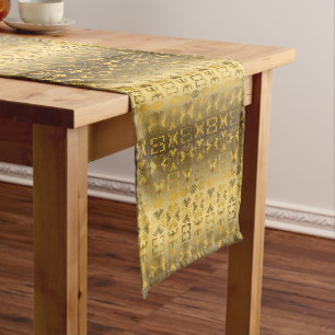 Ethnic african tribal golden  pattern short table runner