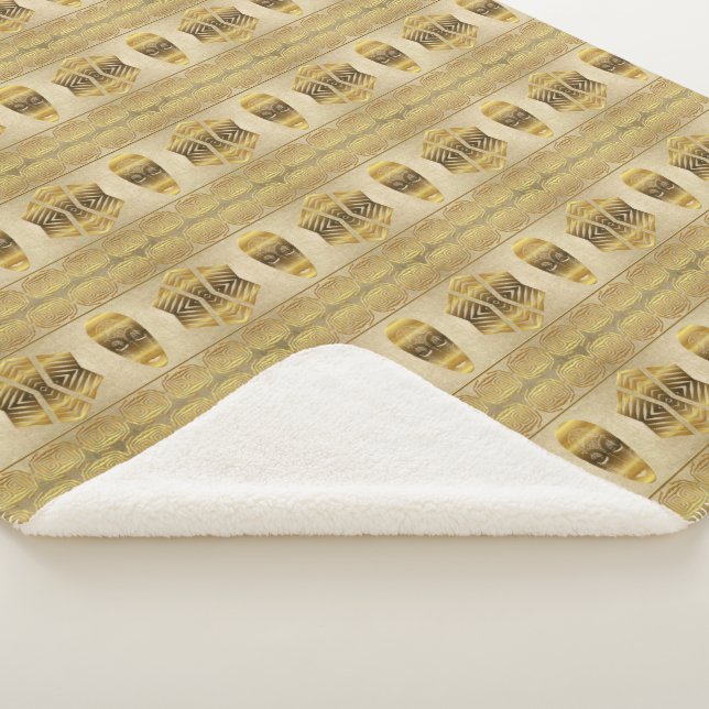 Ethnic african tribal mask pattern. sherpa blanket (3/4)