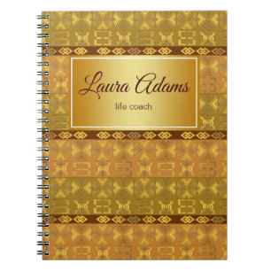 Ethnic african tribal pattern. Adinkra simbols. Notebook