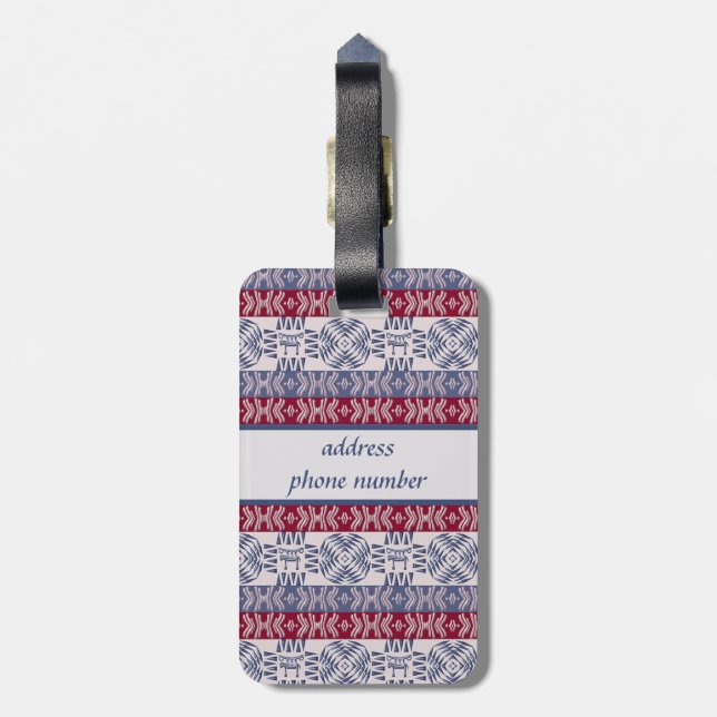 Ethnic african tribal stripes pattern. luggage tag (Back Vertical)