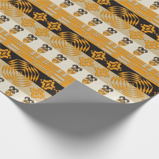 Ethnic African Tribal Stripes Pattern Wrapping Paper (Corner)