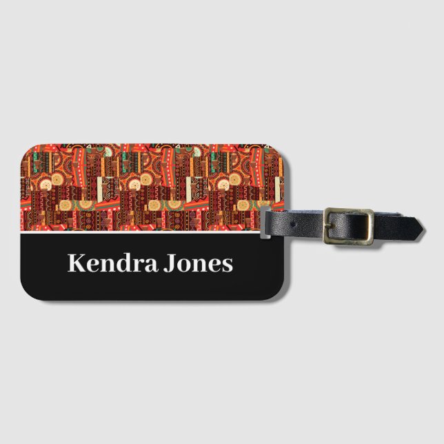 Ethnic Afrocentric Kente Tribal Pattern   Luggage  Tag (Front Horizontal)