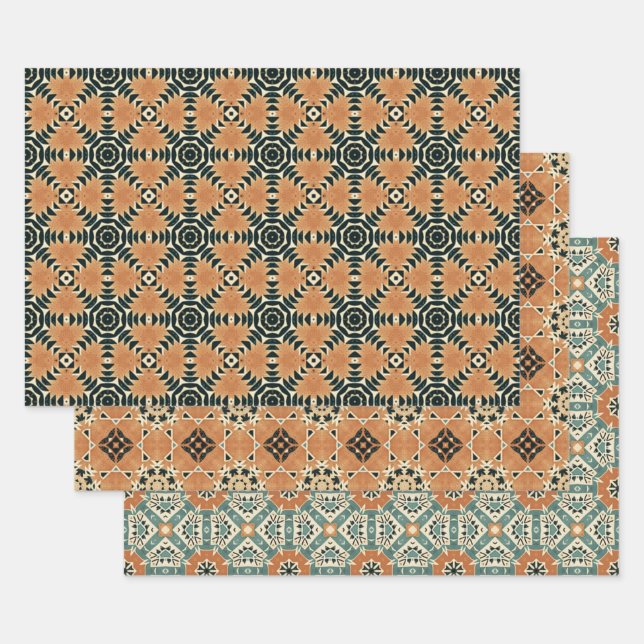 Ethnic American Boho Art Pattern Set 1 Wrapping Paper Sheet (Set)
