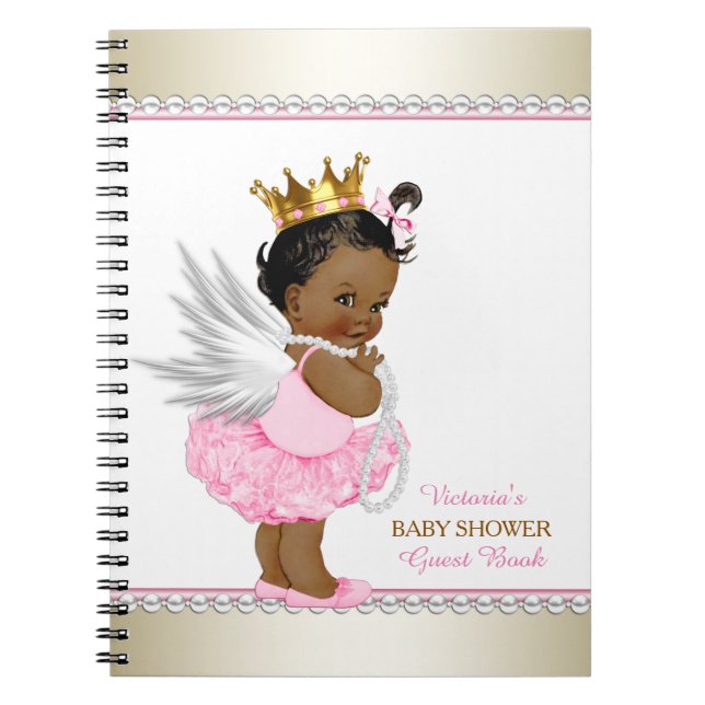 Ethnic Angel Girl Baby Shower Guest Book (Front)
