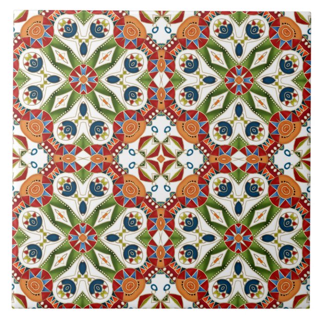 ethnic Arabic oriental ornament vintage Tile (Front)