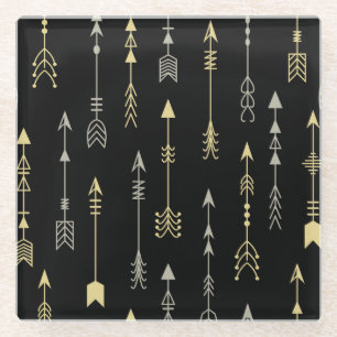 Ethnic Arrow: Seamless Pattern Design Glass Coaster