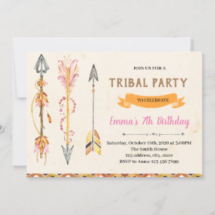 Ethnic Arrows tribal birthday Invitation