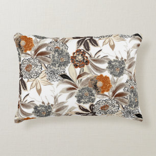 Ethnic art flowers and leaves illustration pattern decorative cushion