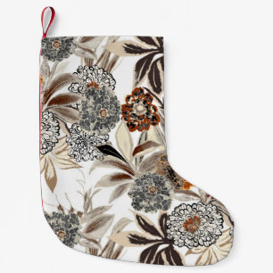 Ethnic art flowers and leaves illustration pattern small christmas stocking