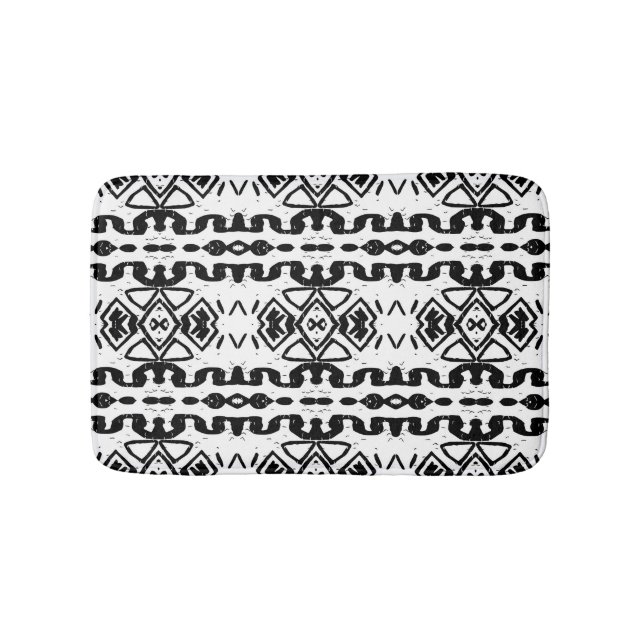 Ethnic Aztec, Vintage Striped Pattern. Bath Mat (Front)