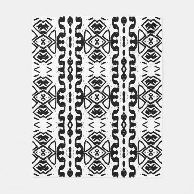 Ethnic Aztec, Vintage Striped Pattern. Fleece Blanket (Front)