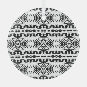 Ethnic Aztec, Vintage Striped Pattern. Glass Tree Decoration