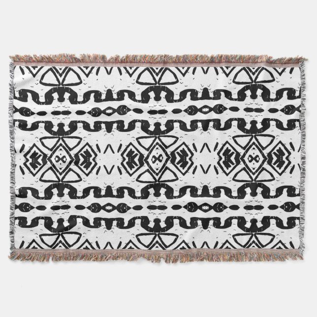 Ethnic Aztec, Vintage Striped Pattern. Throw Blanket (Front)