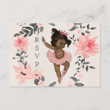 Ethnic Baby Ballerina Watercolor Wreath RSVP