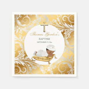 Ethnic Baby Boy Christening Baptism Gold Silver Napkin