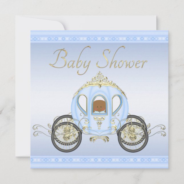 Ethnic Baby Boy in Prince Coach Blue Baby Shower Invitation (Front)