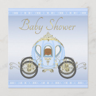 Ethnic Baby Boy in Prince Coach Blue Baby Shower Invitation