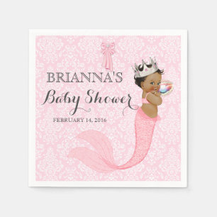 Ethnic Baby Girl Mermaid Princess Crown Damask Napkin