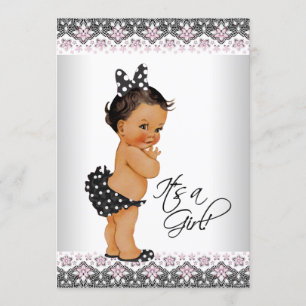 Ethnic Baby Girl Shower Pink Lace Baby Shower Invitation