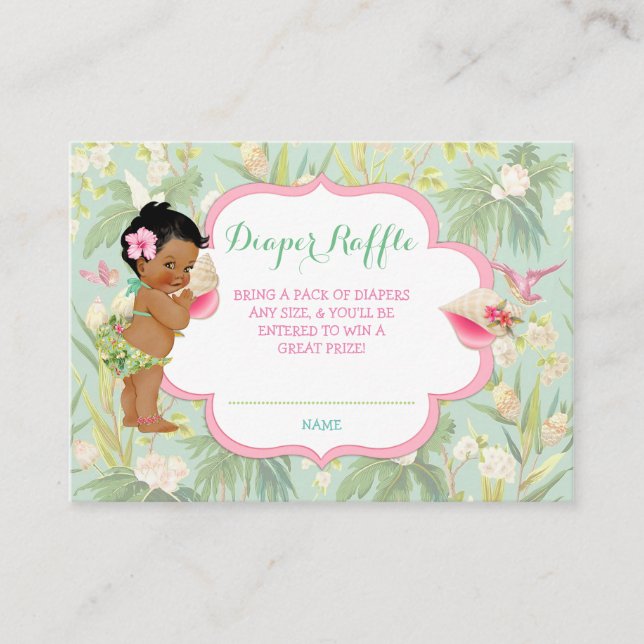 Ethnic Baby Girl Tropical Luau Hawaiian Enclosure Card (Front)
