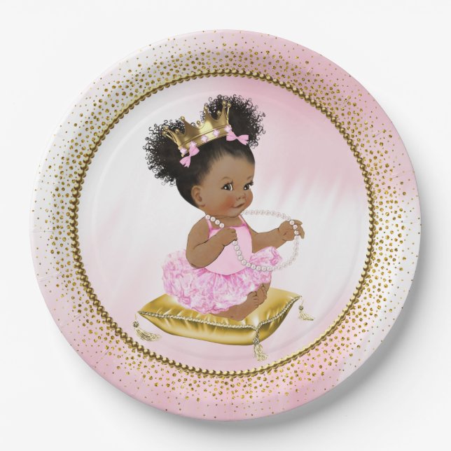 Ethnic Baby Princess Baby Shower Paper Plates (Front)