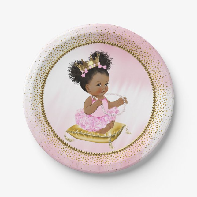 Ethnic Baby Princess Baby Shower Paper Plates (Front)
