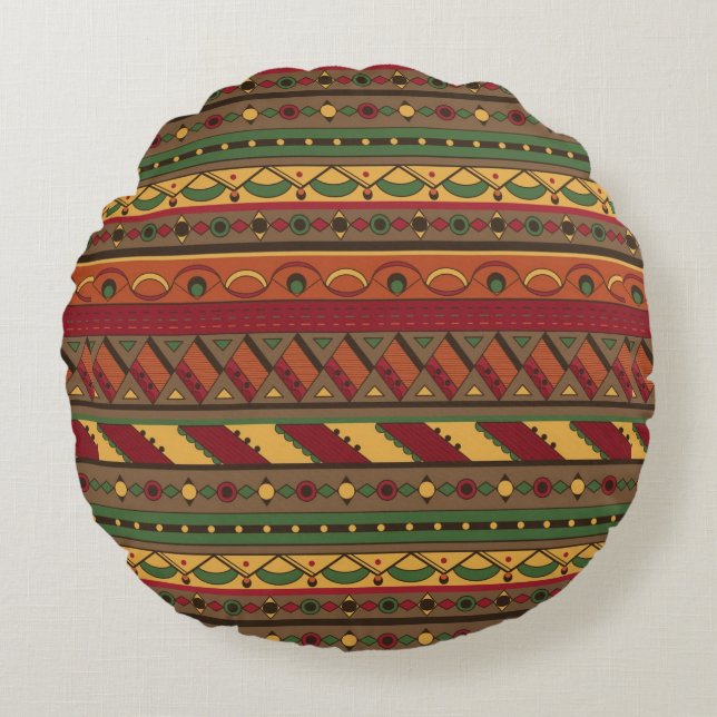 Ethnic background round cushion (Front)
