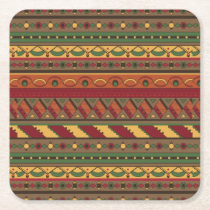 Ethnic background square paper coaster