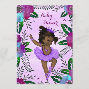 Ethnic Ballerina Floral Watercolor Baby Shower Invitation