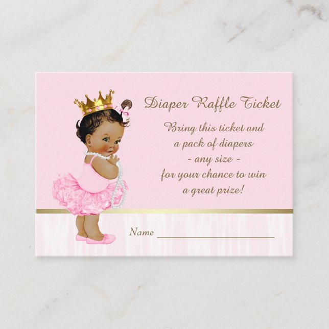 Ethnic Ballerina Princess Diaper Raffle Ticket Enclosure Card (Front)