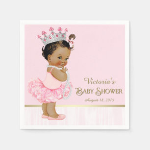 Ethnic Ballerina Princess Pink Gold Baby Shower Napkin