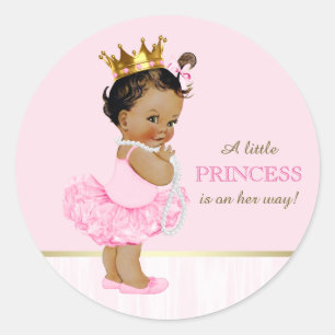 Ethnic Ballerina Princess Tutu Baby Shower Classic Round Sticker
