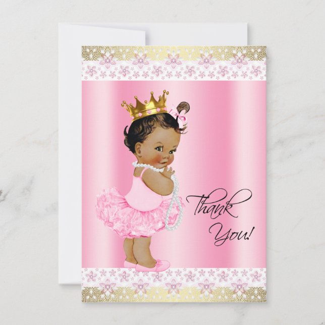 Ethnic Ballerina Tutu Baby Girl Thank You (Front)