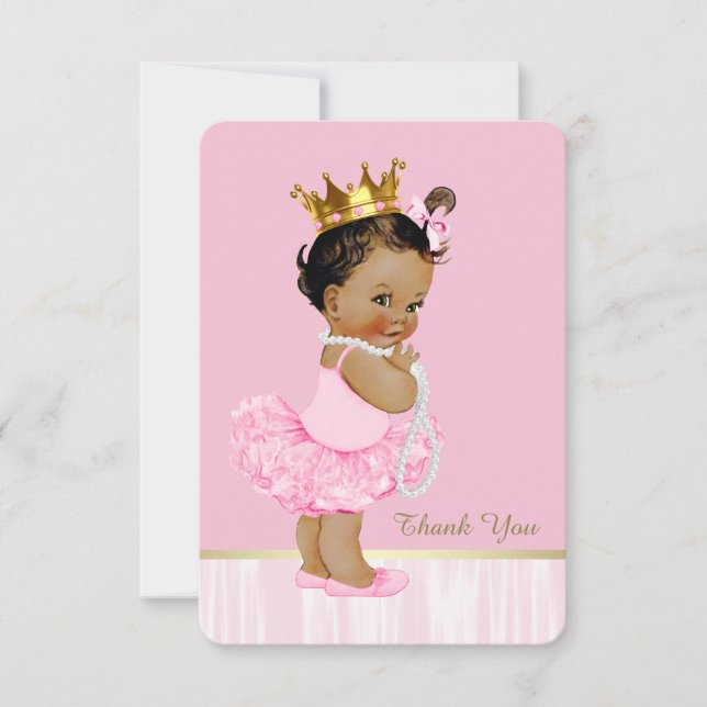 Ethnic Ballerina Tutu Baby Shower Thank You Card (Front)
