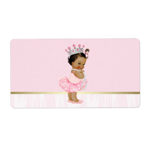 Ethnic Ballerina Tutu Baby Shower Water Bottle