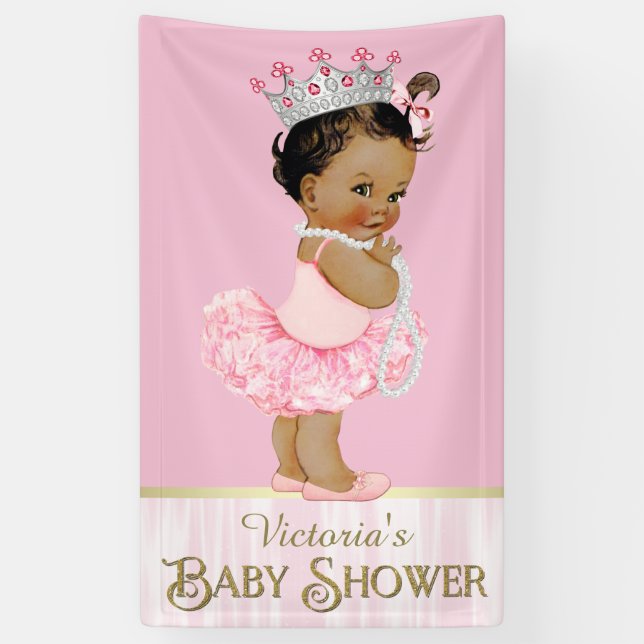 Ethnic Ballerina Tutu Pearl Baby Shower Banner (Vertical)