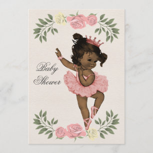 Ethnic Ballerina Vintage Roses Laurels Baby Shower Invitation