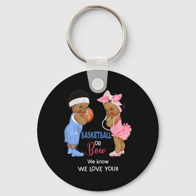 Ethnic Basketball or Bow We Know We Love You  Key Ring (Front)