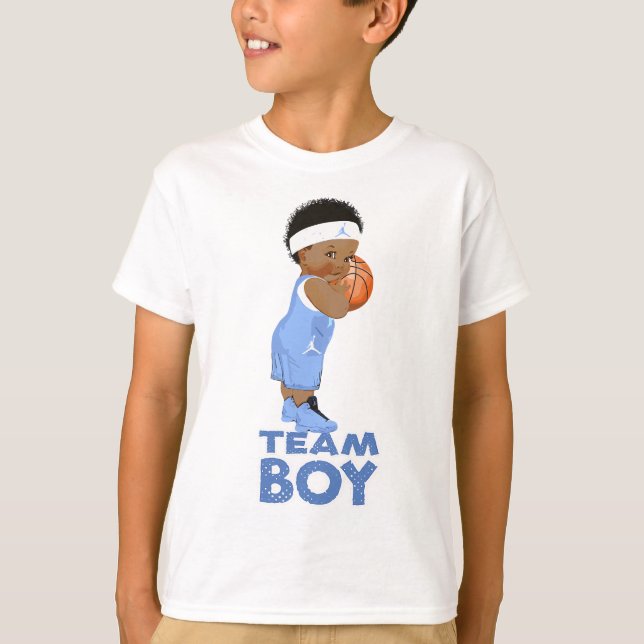 Ethnic Basketball Team Boy Baby Gender Reveal T-Shirt (Front)