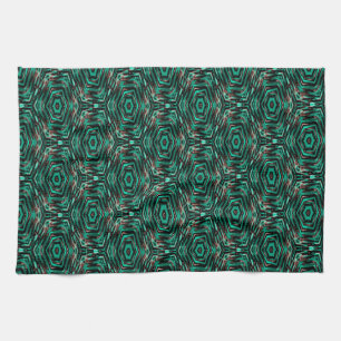 Ethnic, black and turquoise . tea towel